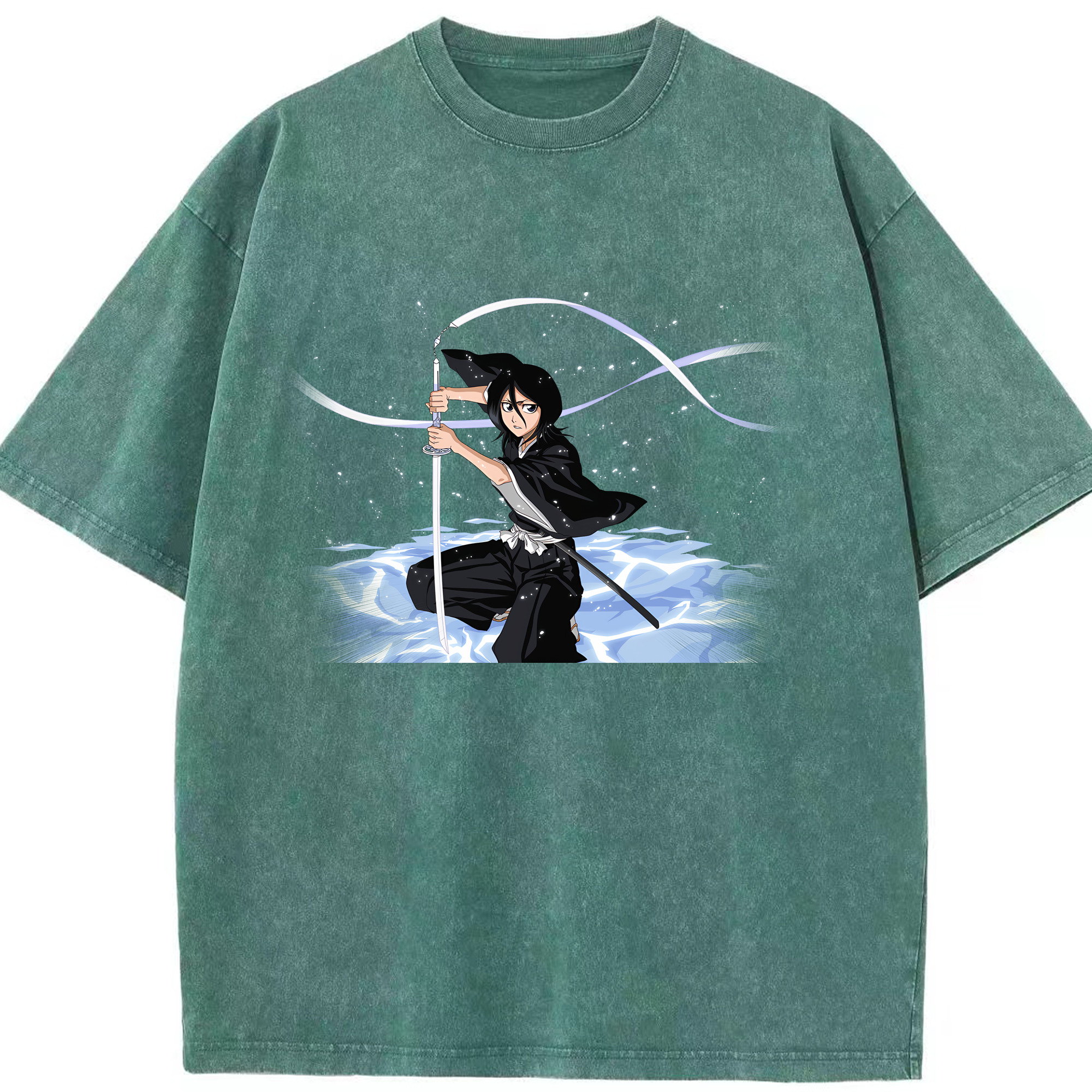 （画像用） ブリーチ 朽木ルキア BLEACH Kuchiki Rukia 綿100% ヴィンテージ風 半袖Tシャツ（フロントプリント）
